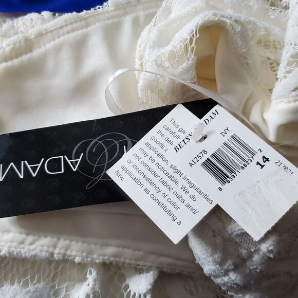 NEW Betsy & Adam One Shoulder Lace Dress 14 Sleeveless A-LIne Cream Ivory - Picture 6 of 6